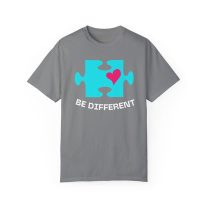 Be Different Puzzle Heart Unisex Garment-Dyed T-Shirt