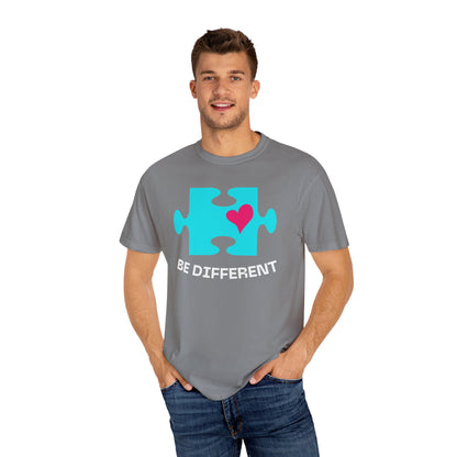Be Different Puzzle Heart Unisex Garment-Dyed T-Shirt