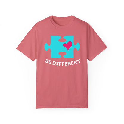 Be Different Puzzle Heart Unisex Garment-Dyed T-Shirt
