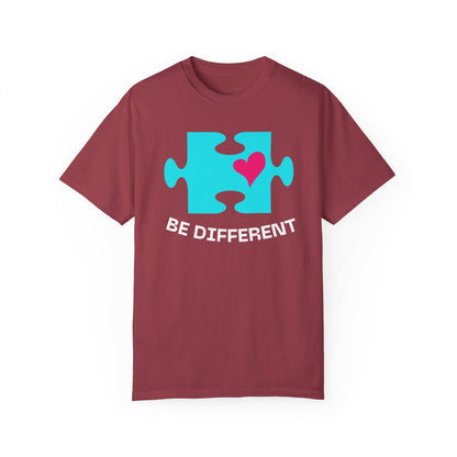 Be Different Puzzle Heart Unisex Garment-Dyed T-Shirt