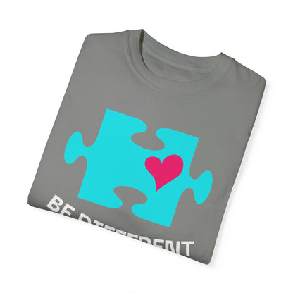 Be Different Puzzle Heart Unisex Garment-Dyed T-Shirt