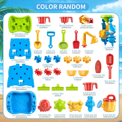 Toddlers Water Table Waterfall Maze-Like Wall - Double-Sided Water Sand Table for Kids, 32 PCS Outdoor Toys for Toddlers Age 3-8, Activity Sensory Table Summer Toys for Boys Girls Ages 4-8