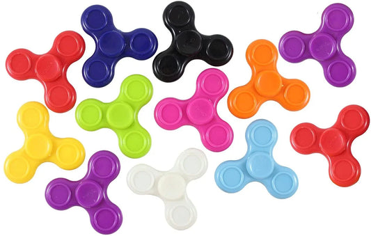 12 Mini Fidget Spinners - Fidget Toy - Sensory Stress Toy - Tiny Hand Spinner Toy - Party Favors (Random Colors)