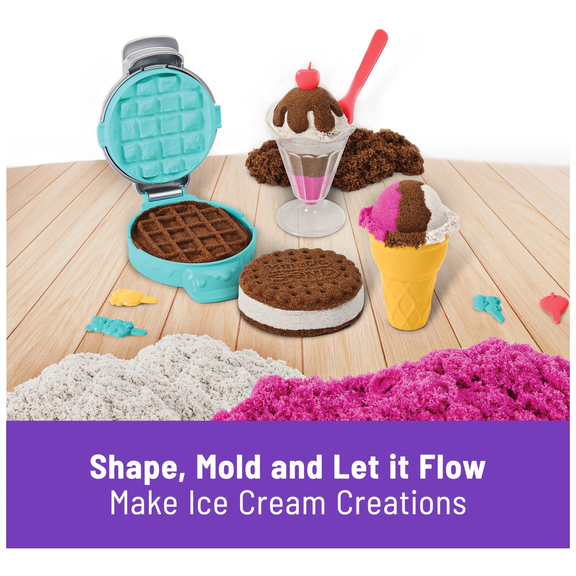Scents, Ice Cream Treats Playset with 3 Colors Scented Play Sand & 6 Tools, Sensory Toys for Kids Ages 3 and Up