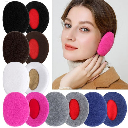 2Pcs Bandless Ear Warmers Fleece Ear Muffs Ear Covers Unisex Winter Outdoors for Women Men (Navy)