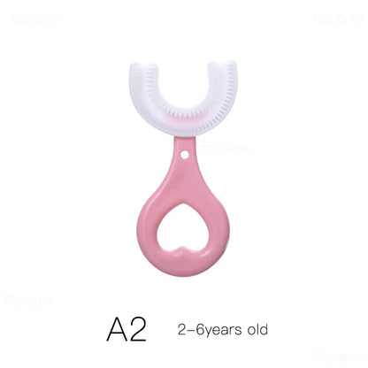 Children U-Shape Toothbrush 360-Degree Oral Cleaning Kids Tooth Brush Soft Million Nano Bristle Silicone Baby Finger Teether
