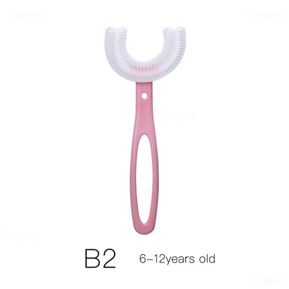 Children U-Shape Toothbrush 360-Degree Oral Cleaning Kids Tooth Brush Soft Million Nano Bristle Silicone Baby Finger Teether